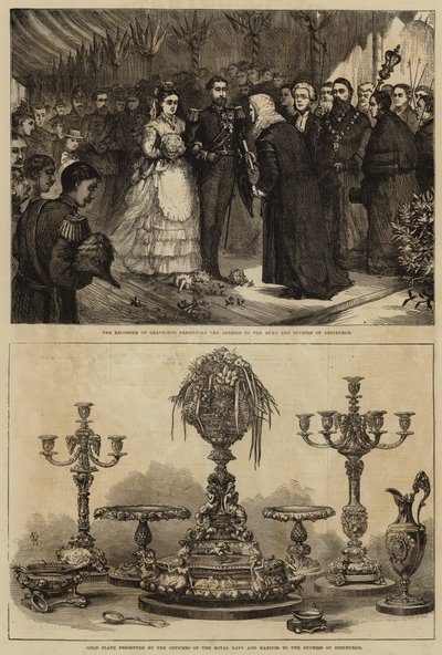 Casamento de Maria Alexandrovna e do Duque de Edimburgo (gravura) de English School