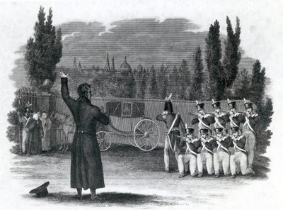 O marechal Ney se matou dando a palavra de comando, publicada por Thomas Kelly, 1816 de English School