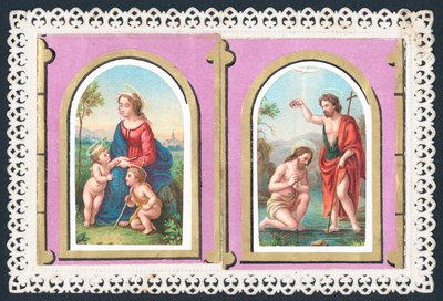Mary, Jesus e anjos, cartão de Natal de English School