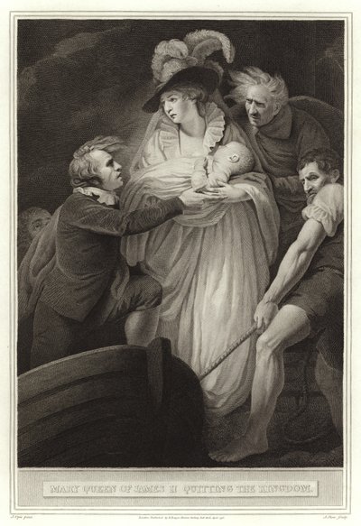Maria Rainha de James II Deixando o Reino de English School
