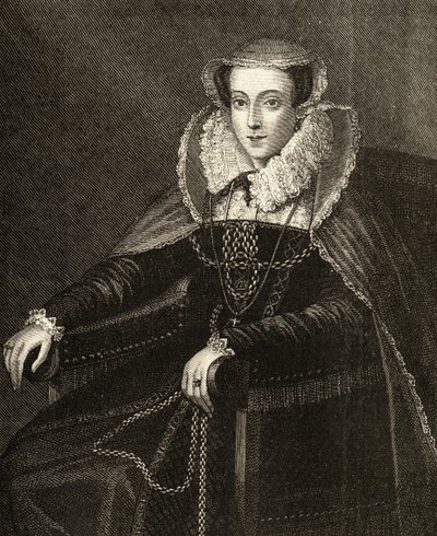 Maria Rainha dos Escoceses (1542-87) (gravura) de English School