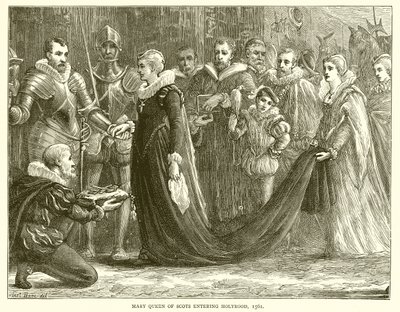 Maria Rainha dos Escoceses entrando em Holyrood, 1561 de English School