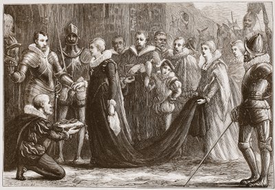 Mary Queen of Scots entrando em Holyrood, ilustração da História do Protestantismo por James Aitken Wylie (1808-1890), pub. 1878 de English School