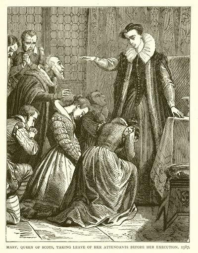 Maria, rainha dos escoceses, tirando licença de seus assistentes antes de sua execução, 1587 de English School