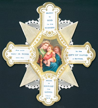 Mary e bebê Jesus, cartão de Natal de English School