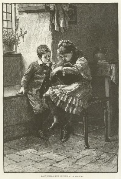 Maria ajudando seu irmão com suas somas de English School