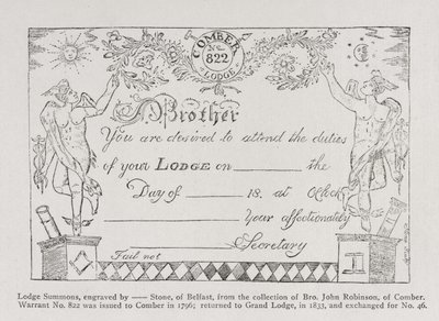 Convocação da Loja Maçônica, datada de 1796 de English School