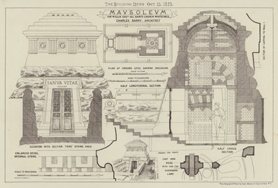Mausoléu, para W Ellis Esquire All Saints Church Whitstable (gravura) de English School