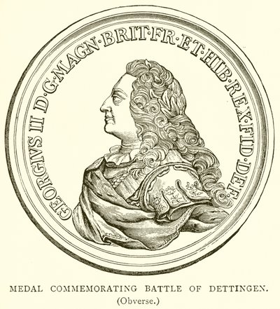 Medalha de comemoração da batalha de Dettingen. (Anverso) de English School