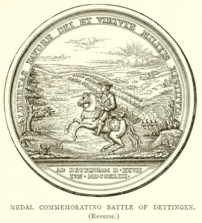 Medalha de comemoração da batalha de Dettingen. (Marcha ré) de English School