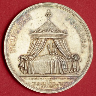 Medalha comemorativa do nascimento do Príncipe James, 1688 (prata dourada) de English School