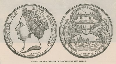 Medalha pela abertura da nova ponte Blackfriars, Londres de English School
