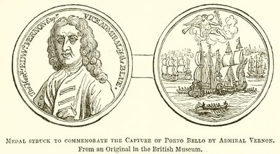 Medalha atingida pela Commemobate da captura de Porto Bello pelo almirante Vernon de English School