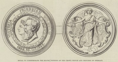Medalha para comemorar as Bodas de Prata do Príncipe Herdeiro e Princesa da Alemanha (gravura) de English School
