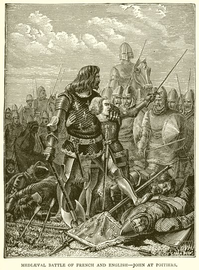 Batalha medieval de francês e inglês - John em Poitiers de English School