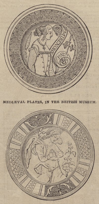 Placas medievais, no Museu Britânico (gravura) de English School