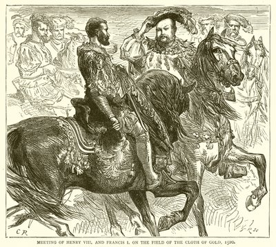 Encontro de Henrique VIII e Francisco I no Campo do Pano de Ouro, 1520 de English School