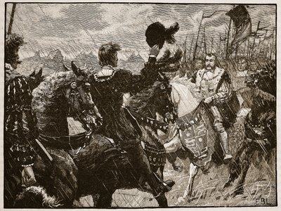 Encontro de Henrique e do Imperador Maximiliano, ilustração da História Ilustrada de Cassells da Inglaterra (foto em sépia) de English School