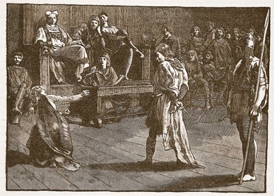 Reunião do Shire-Moot, c.835, ilustração da História Ilustrada de Cassells da Inglaterra (foto sépia) de English School