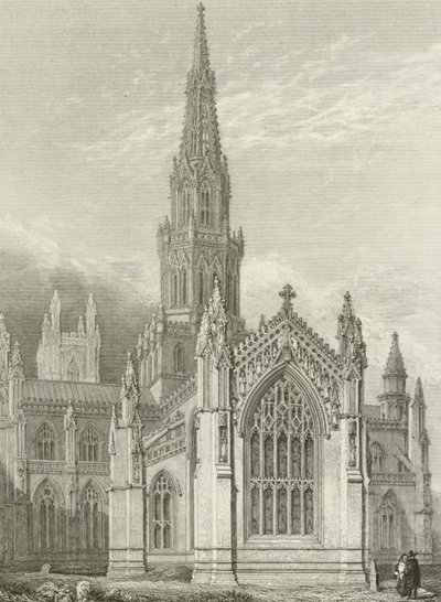 Melrose Abbey, restaurada de English School