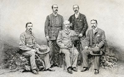 Membros da Expedição de Socorro Emin Pasha, de Sir Henry Morton Stanley, 1890 (gravura em madeira) de English School