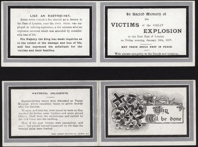 Cartão Memorial em memória sagrada das vítimas da Grande Explosão de English School