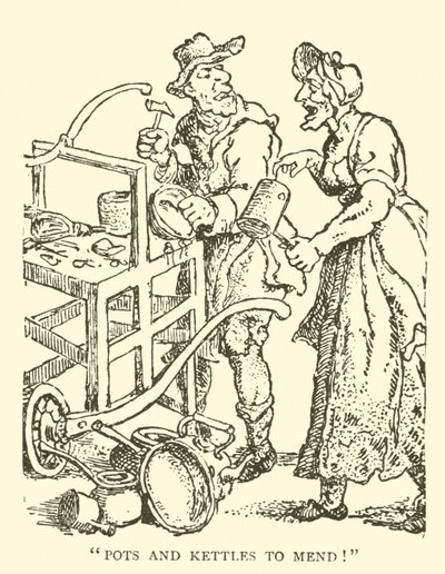 Caixas e chaleiras (xilogravura) de English School
