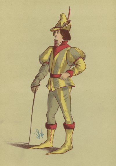 Traje de homem do reinado de Eduardo IV de English School