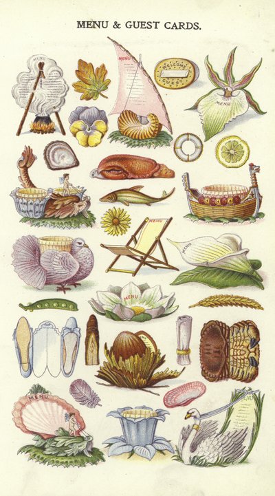 Cartões de menu e convidado de English School
