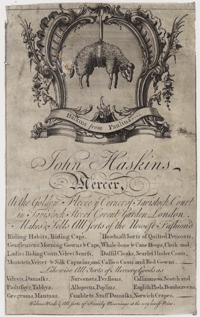 Mercer, John Haskins, cartão comercial de English School