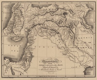 Mesopotâmia com Canaã e outras partes do Oriente, adaptada às histórias de Abraão, Isaac e Jacó (gravura) de English School