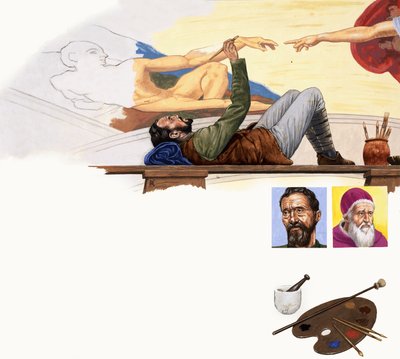 Michelangelo pintando o teto da Capela Sistina de English School