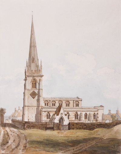Middleton Cheney, vista sul da igreja, c.1820 (tinta e papel no papel) de English School