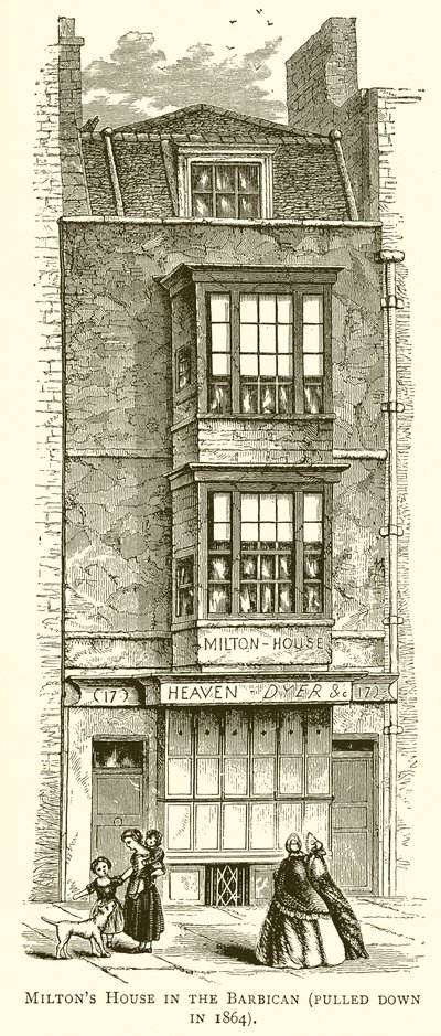 Miltons House no Barbican (puxado para baixo em 1864) de English School