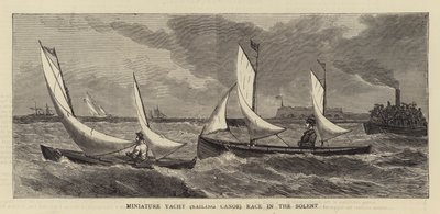 Regata de Iate Miniatura (canoa à vela) no Solent (gravação) de English School