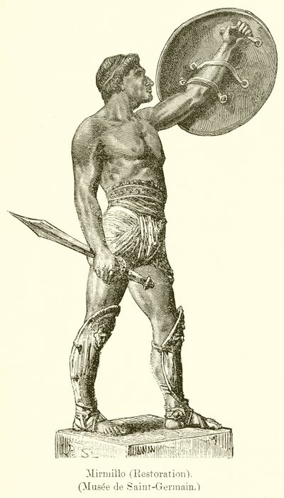 Mirmillo (Restauração). (Museu de Saint-Germain) de English School