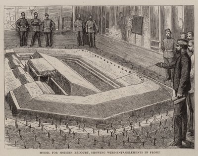 Modelo para Reduto Moderno, mostrando os ângulos de arame na frente (gravura) de English School