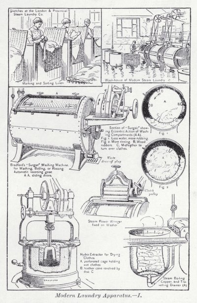 Aparelho de lavandaria moderno (litho) de English School