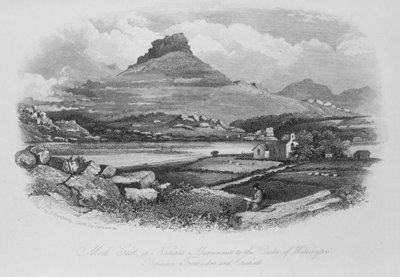 Moel Gest, ou Monumento da Natureza ao Duque de Wellington, entre Tremadoc e Criccieth de English School