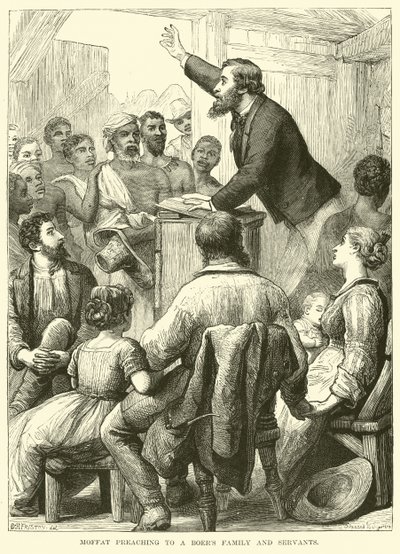 Moffat pregando para uma família de Boers e servos de English School