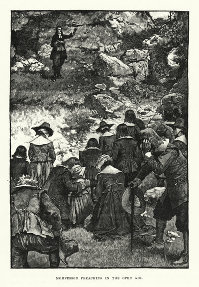 Pregação de Mompesson ao ar livre (gravura) de English School