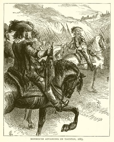 Monmouth avançando em Taunton, 1685 de English School