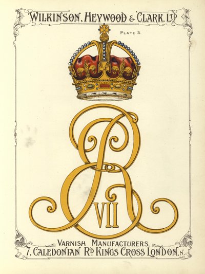 Monograma do Rei Eduardo VII (chromolitho) de English School