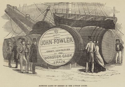 Monster Casks of Sherry in the London Docks (gravura) de English School