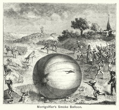 Balão de fumo de Montgolfier (gravura) de English School