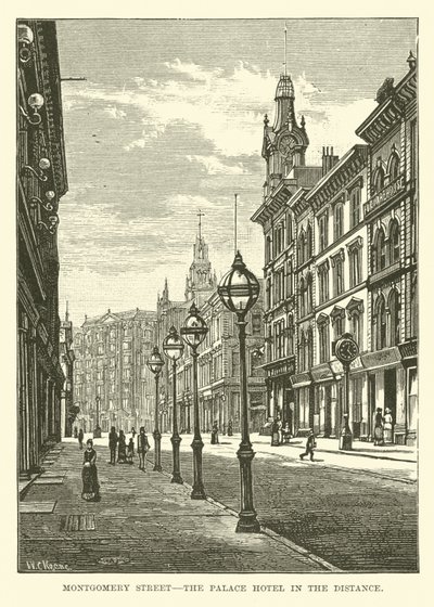 Montgomery Street, o Palace Hotel à distância de English School