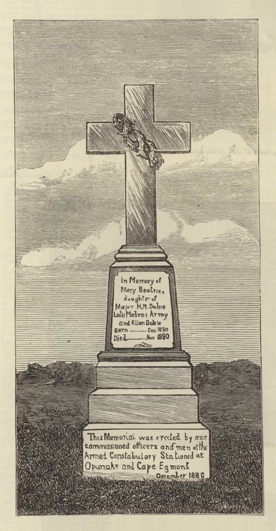 Monumento em Upunka, Nova Zelândia (gravura) de English School