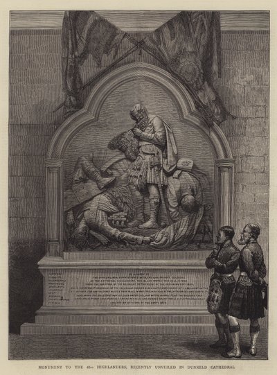 Monumento à 42ª Highlanders, recentemente revelado na Catedral de Dunkeld (gravura) de English School