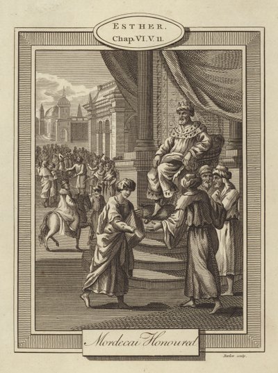 Mordecai Honoured, Esther, Capítulo VI, Verso 11 (gravura) de English School