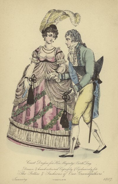 Vestido de Manhã para Senhoras e Senhores (gravação a cores) de English School